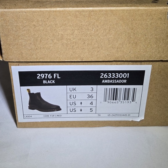 Doc Martens Ambassador Fur Lined Black Leather Boots Mens Size 4 Womens Sz 5 New - Picture 10 of 10